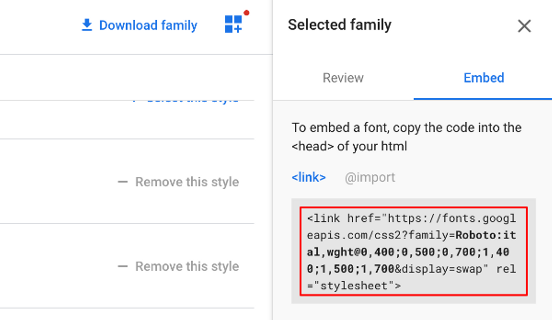 Google Fonts Embed