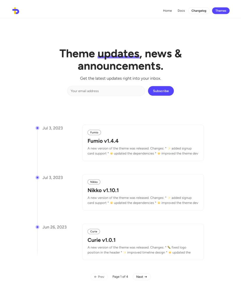 News & Changelog - Curie Theme