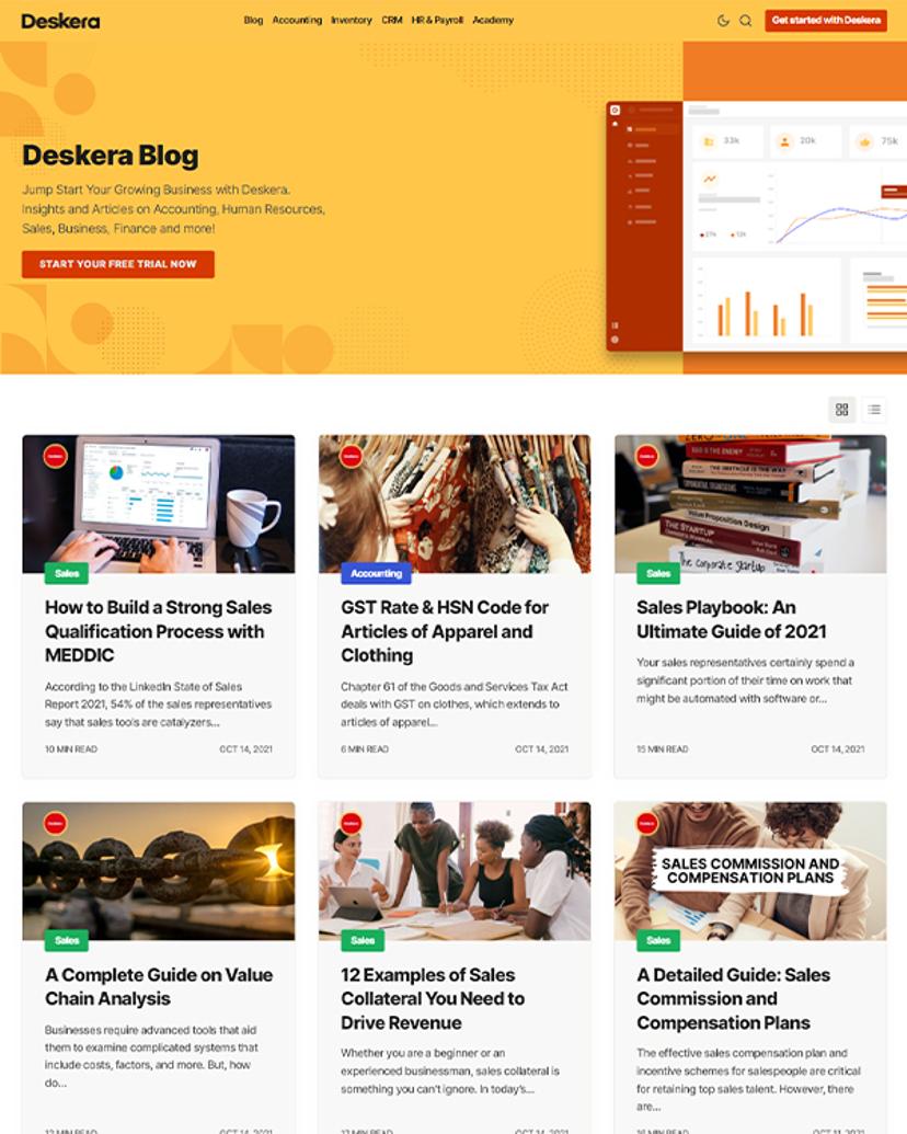 Deskera Blog - Joben Theme