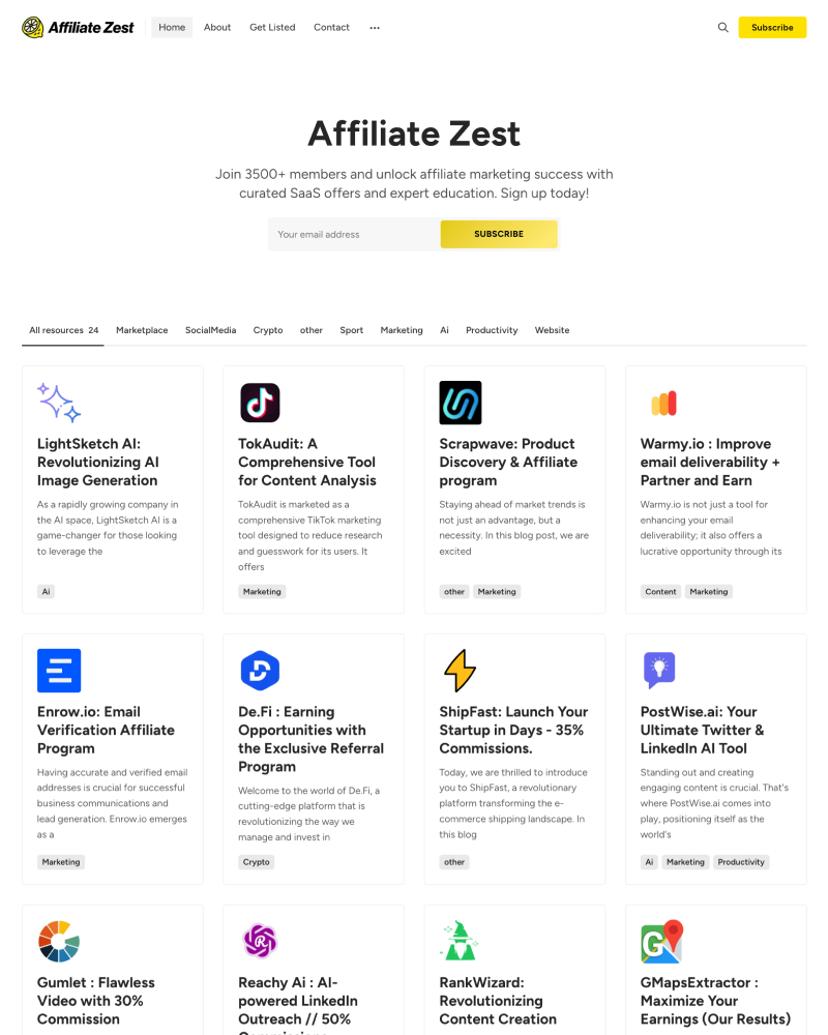 Affiliate Zest - Rinne Theme