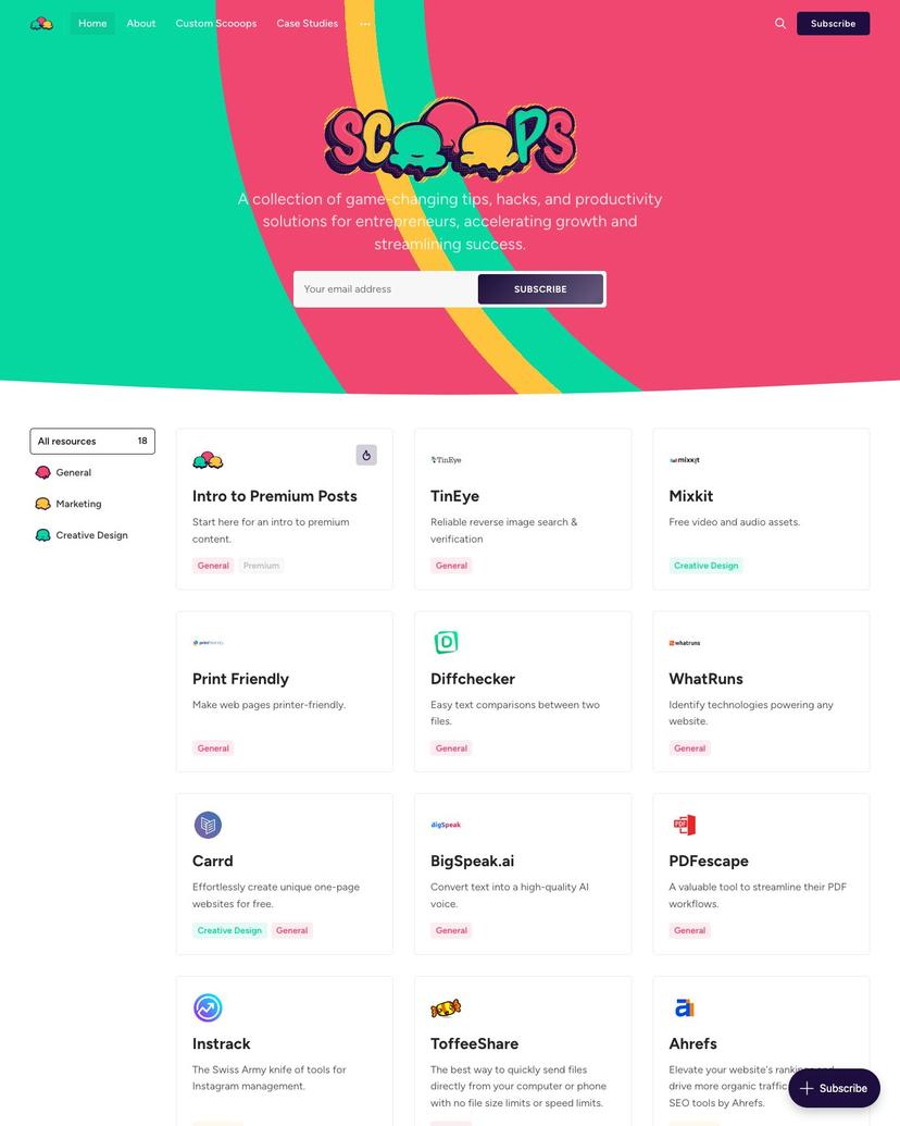 Scooops.io - Game-Changing Tips, Hacks, and Productivity Solutions - Rinne Theme