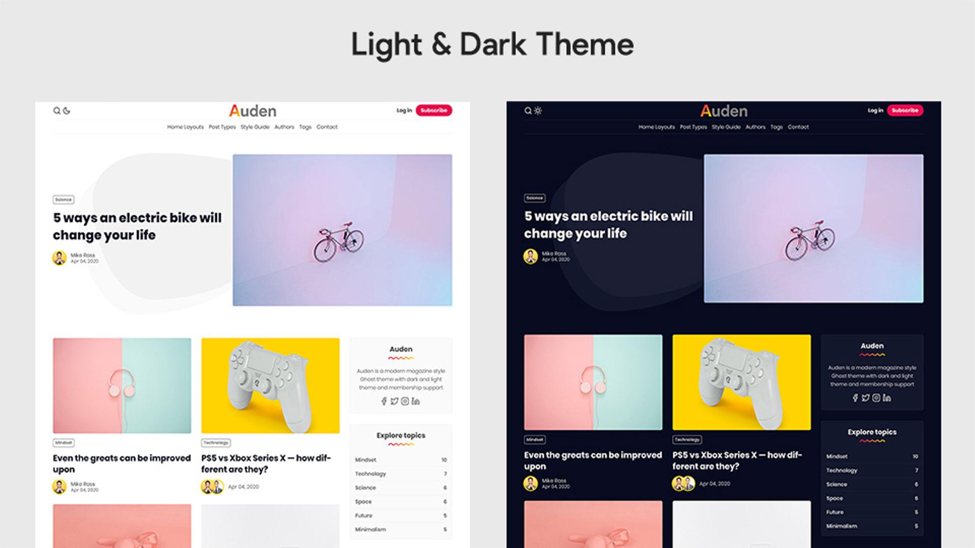 Auden Ghost Theme Dark & Light Theme